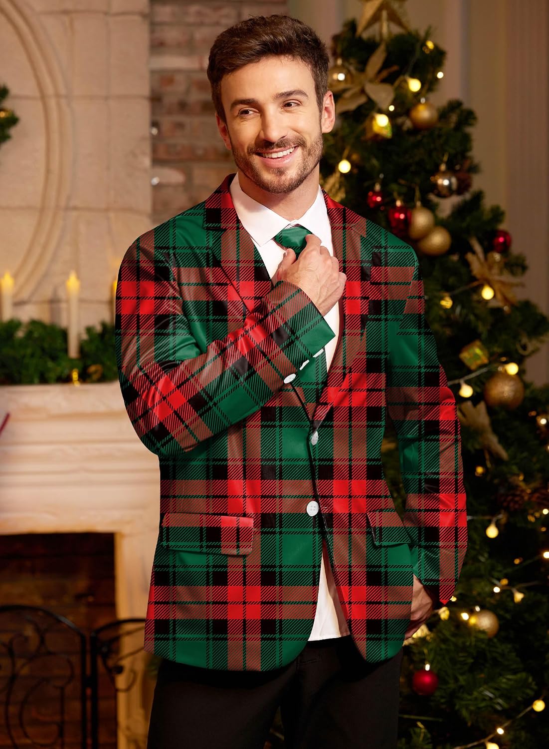 Arvilhill Men's Christmas Blazer with Tie - Ugly X-Mas Festive Jacket - Christmas Theme Party Suit for Men (S-XXL) image 3