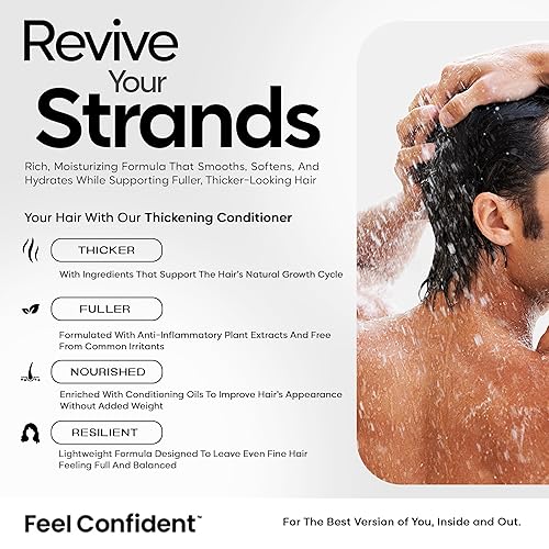 Miniatura 11 de Acondicionador espesante para el cuidado del cabello para hombres y mujeres con cabello fino o adelgazante – cirujano capilar formulado con semillas