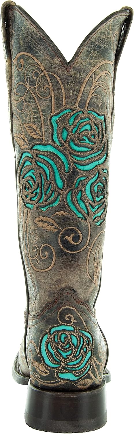 Soto Boots Turquoise Rose Country Cowgirl Boots M50032