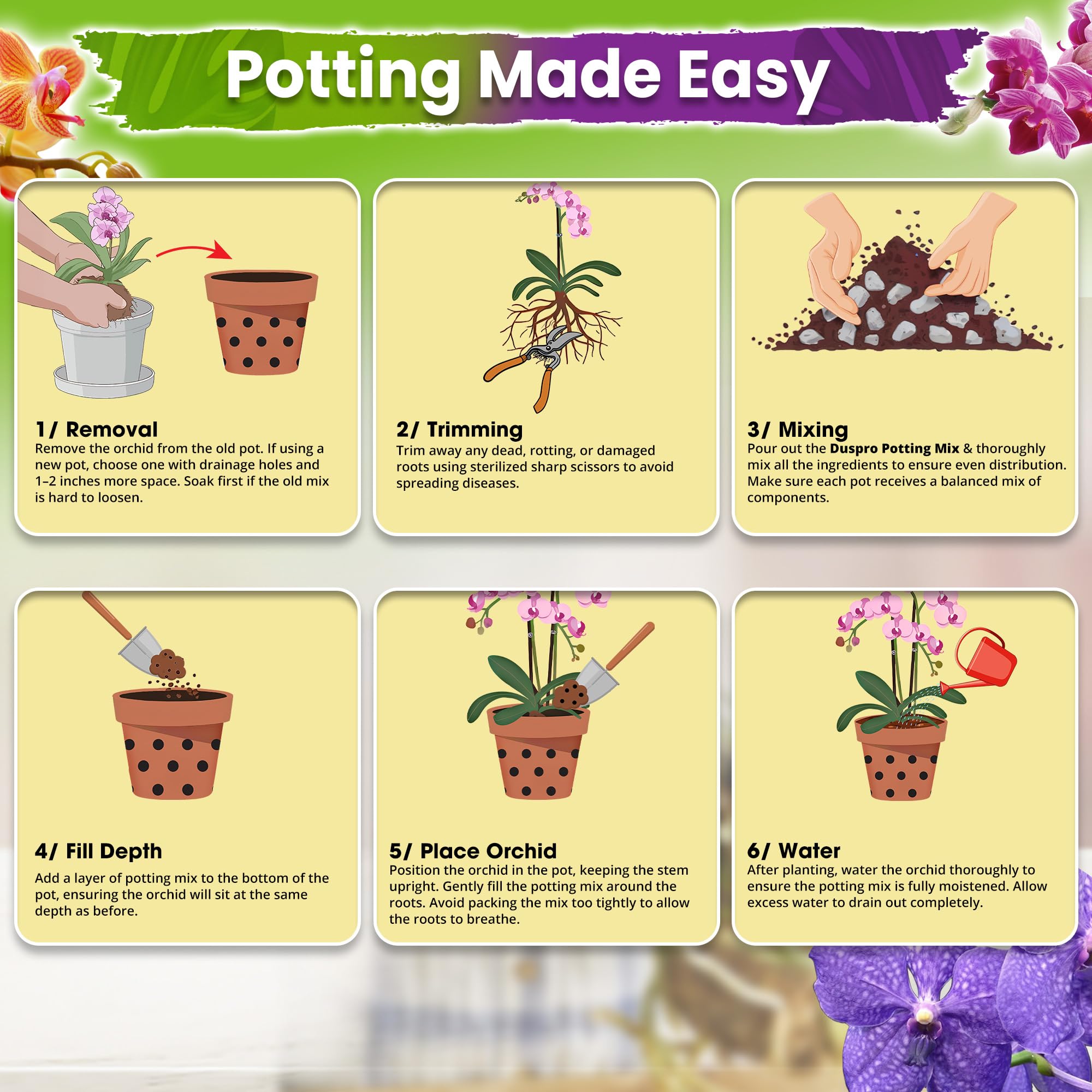 DUSPRO Orchid Potting Mix - Repotting Ready -5