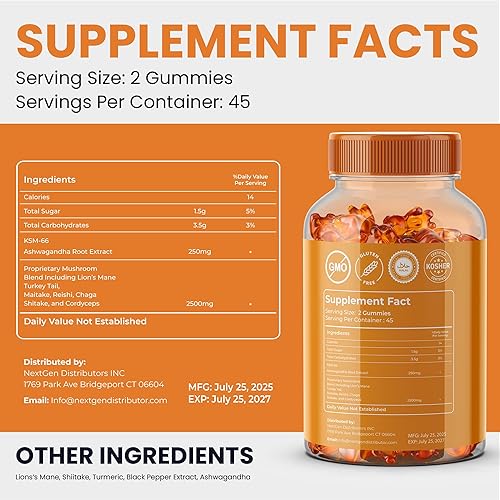 Miniatura 6 de Gomitas orgánicas de melena de león  Deliciosa gomita de melena de león con sabor a frutas mixtas  Mezcla de 10 superalimentos de hongos  Apoya la