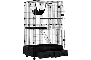 52 Inch Cat Kennel with Litter Box Cat Condo