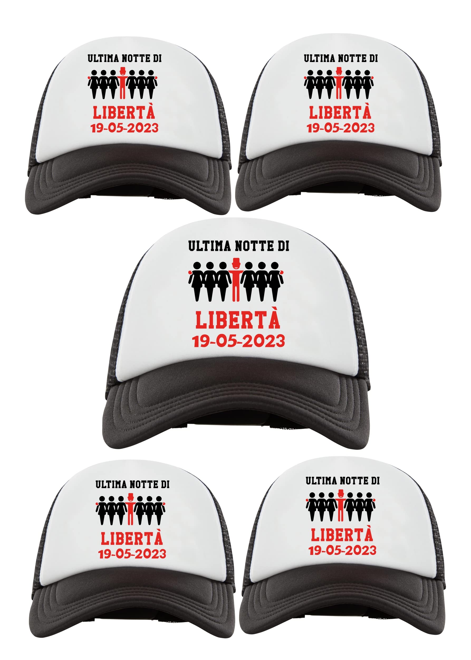 Kit Cappellini Addio al Celibato Personalizzabili con Data Festa o Matrimonio Ultima Notte di libertà Frase Divertente Bachelor Party