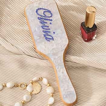 天然石　塔青玉 花柄ヘアブラシ約92.2mm 天然石 塔青玉 花柄ヘアブラシ約92.2mm