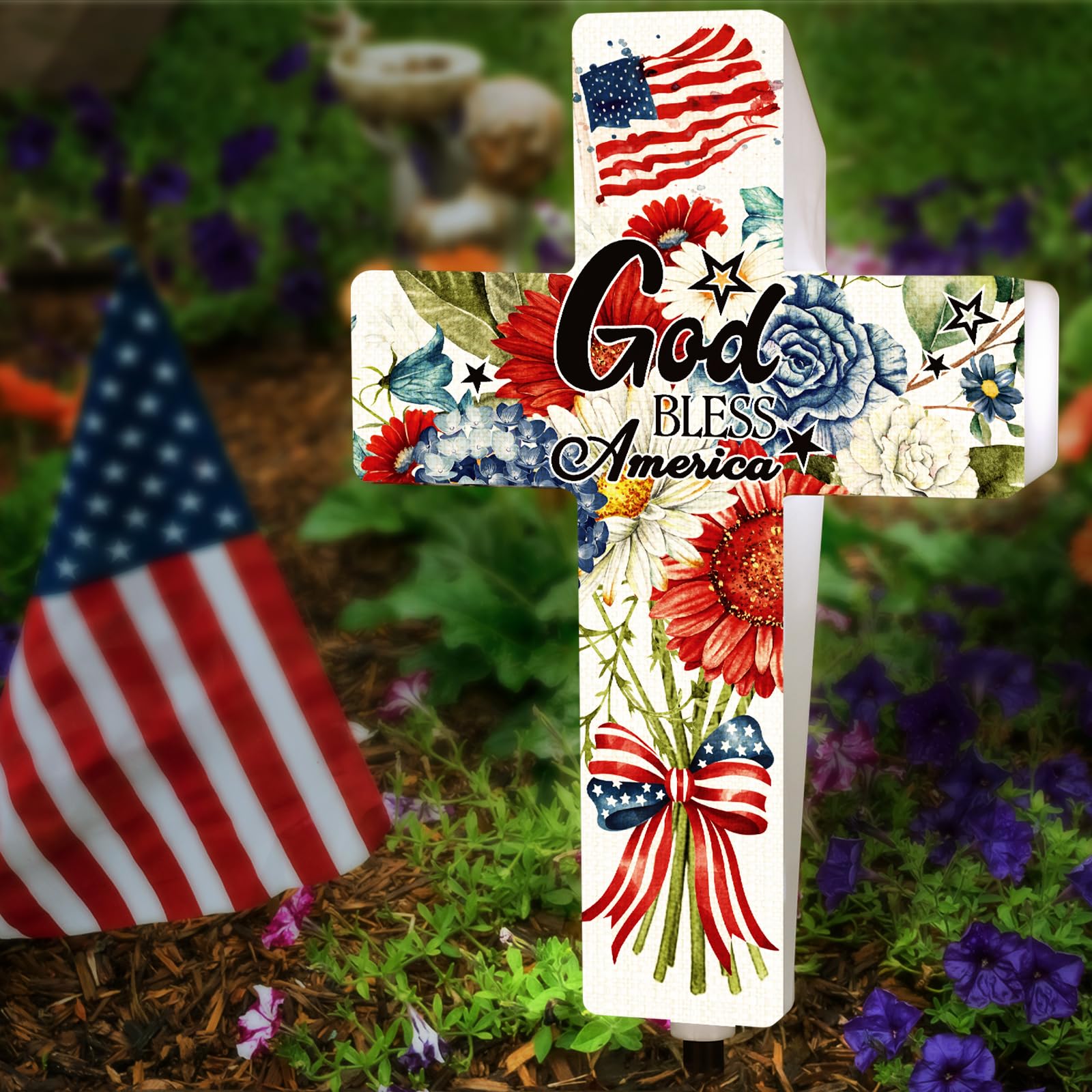 Amazon.com: DoubleFill 4th of July Solar Lighted Cross 250