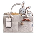 PUTSKA Baby Diaper Caddy Organizer - Nursery Storage Basket for Diaper Station, Baby Basket Shower Gift List and Registry Must-Have, Newborn Essentials, Nursery Decor for Boy or Girl - Mocha, Large