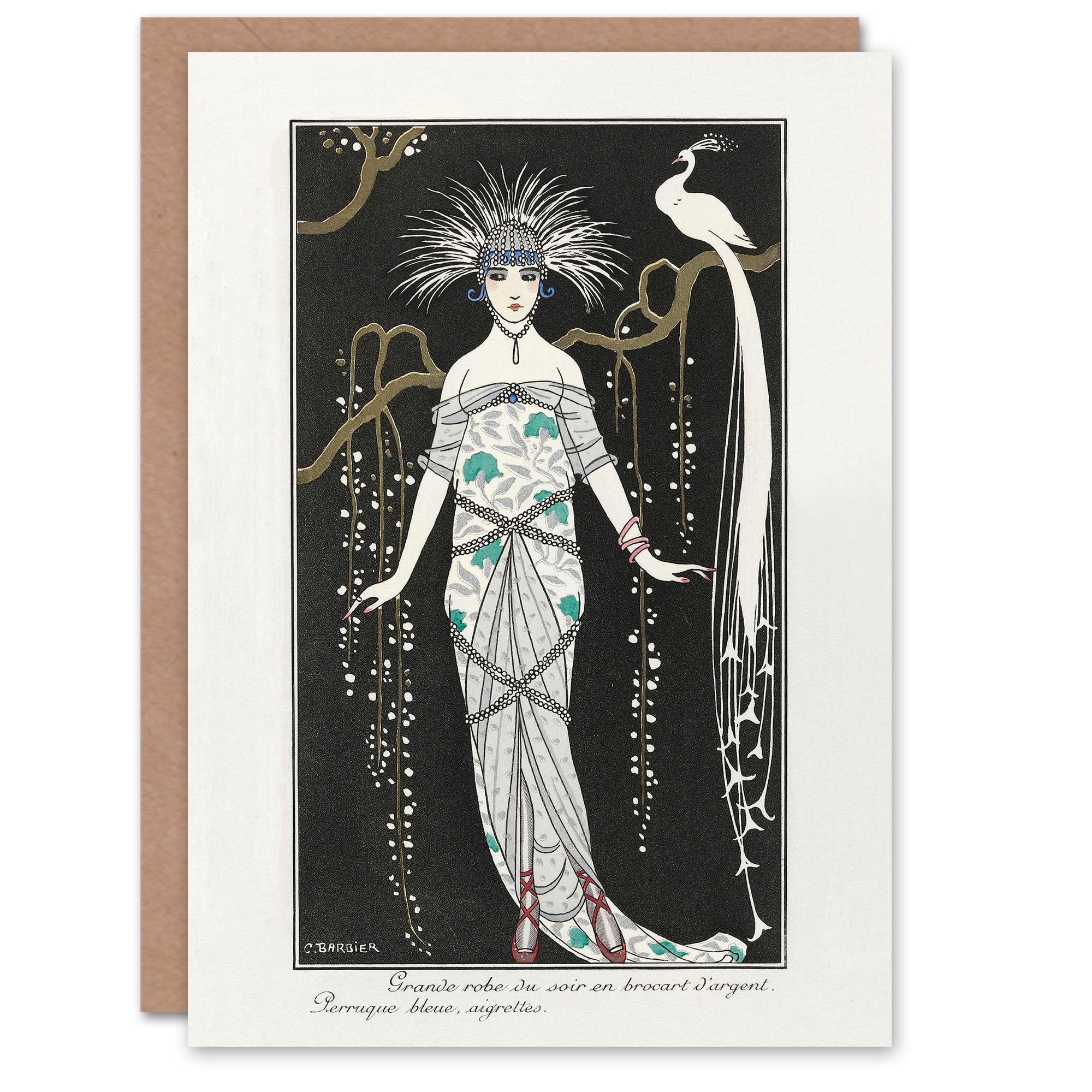 Artery8 George Barbier Vintage Fashion Card - Evening Gown
