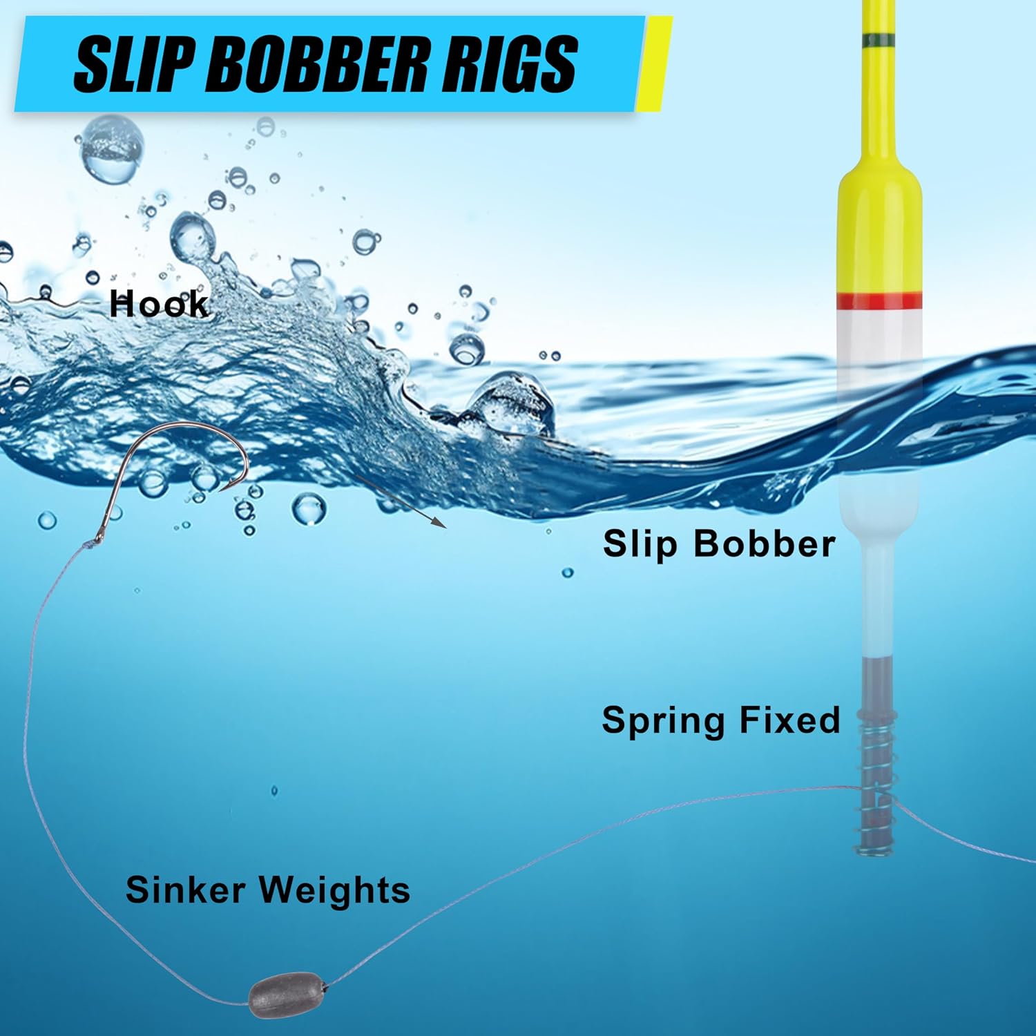 SILANON Slip Bobbers Fishing Floats and Bobbers Balsa Wood Slip Bobbers Floats Spring Bobbers for Crappie Catfish Trout Panfish Walleyes Fishing Bobbers 10pcs