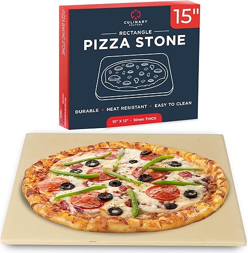 Miniatura 9 de Juego de 3 piedras redondas para pizza para horno de 15" - Viene con pala de pizza para horno y cortador - Piedras de cordierita para pan, calzone
