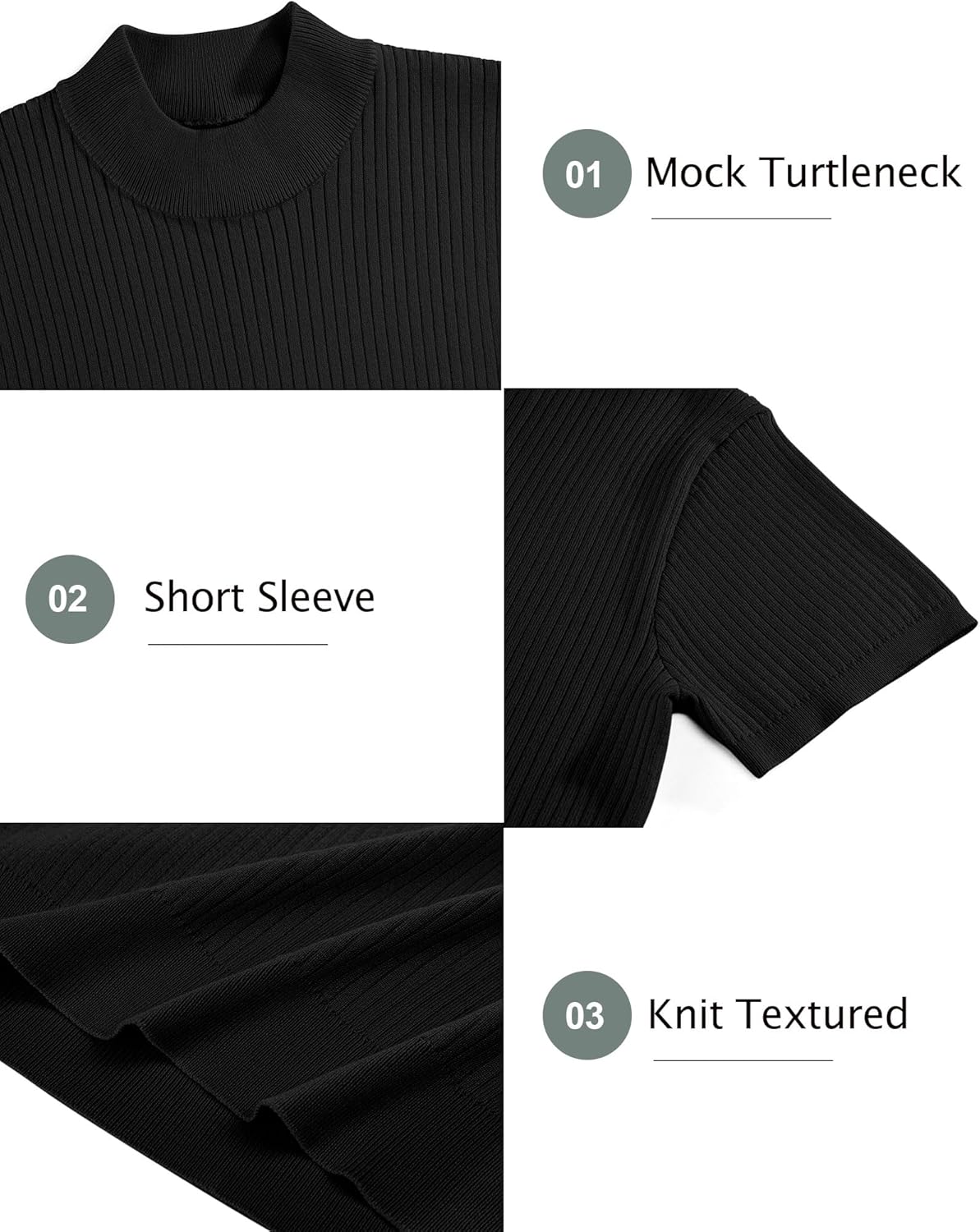 Vssjavun Mens Mock Turtleneck Short Sleeve Sweater Slim Fit Casual Knit Tops Basic Solid Tee - Image 5