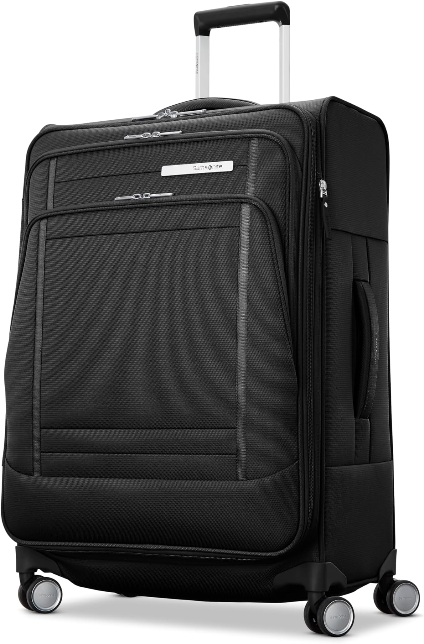 UpLIFT Lightweight Large Checked Softside Luggage with Spinner Wheels - Expandable - Airline-Approved, Polyester Soft Suitcase for Ultra Light Travel - Black