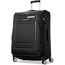 UpLIFT Lightweight Medium Checked Softside Luggage with Spinner Wheels - Expandable - Airline-Approved, Polyester Soft Suitcase for Ultra Light Travel - Black