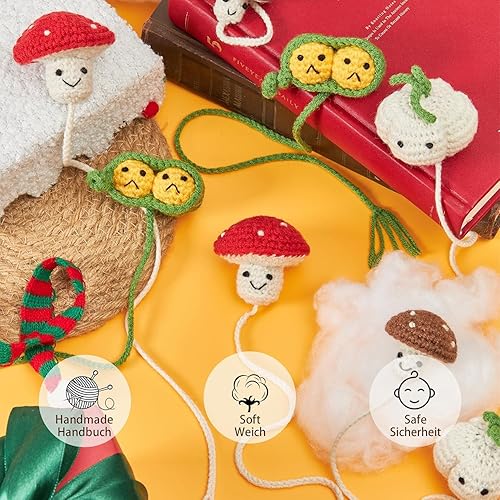 Miniatura 10 de Marcapáginas de ganchillo 3D vegetales, divertidos y bonitos marcadores para niños y adultos, regalos personalizados para lectores y amantes de los