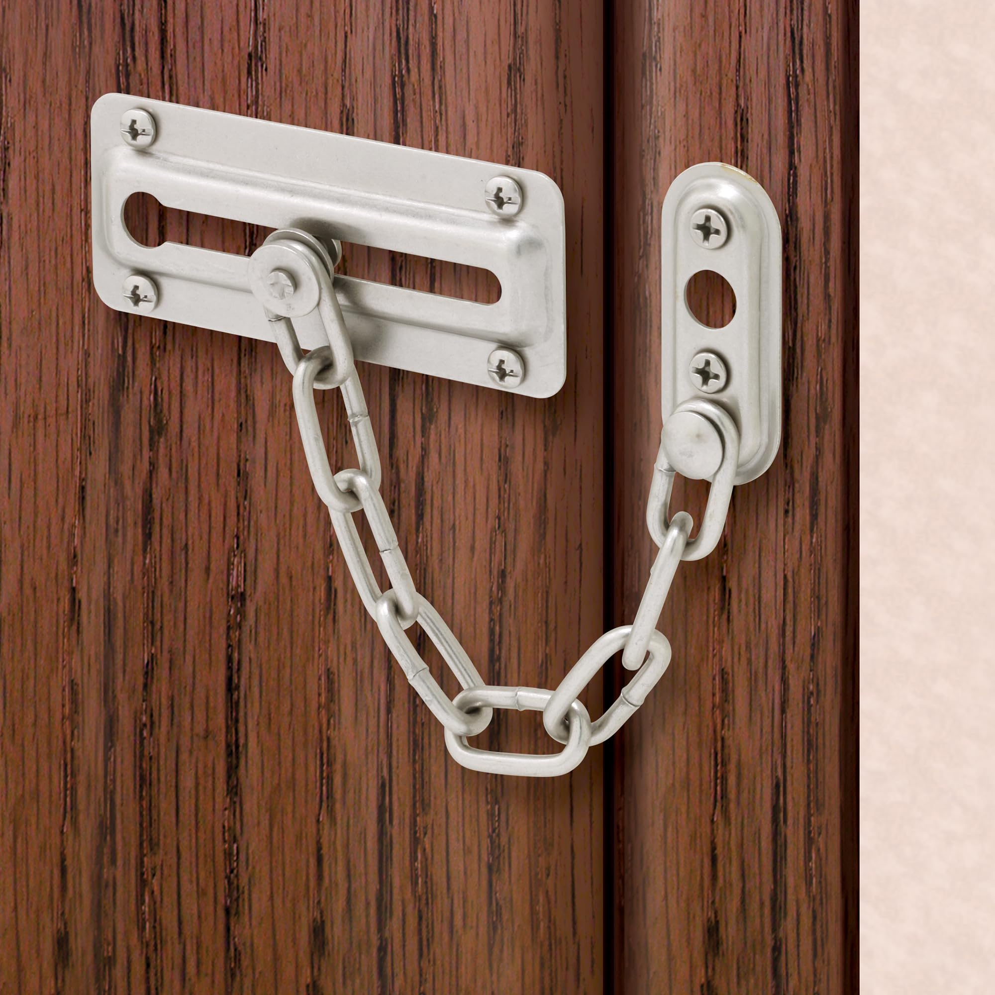Prime-line Products U 10386 Porte Guard, Type de chaîne en acier, Nickel satiné