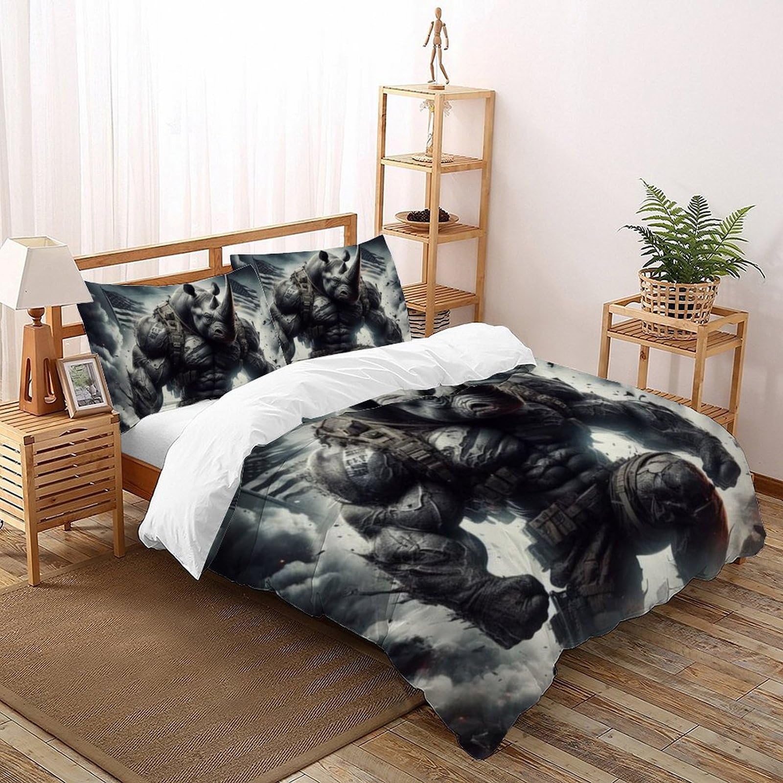 Housse de couette dinosaure pour lit fille king size 220x240cm à motif 3D