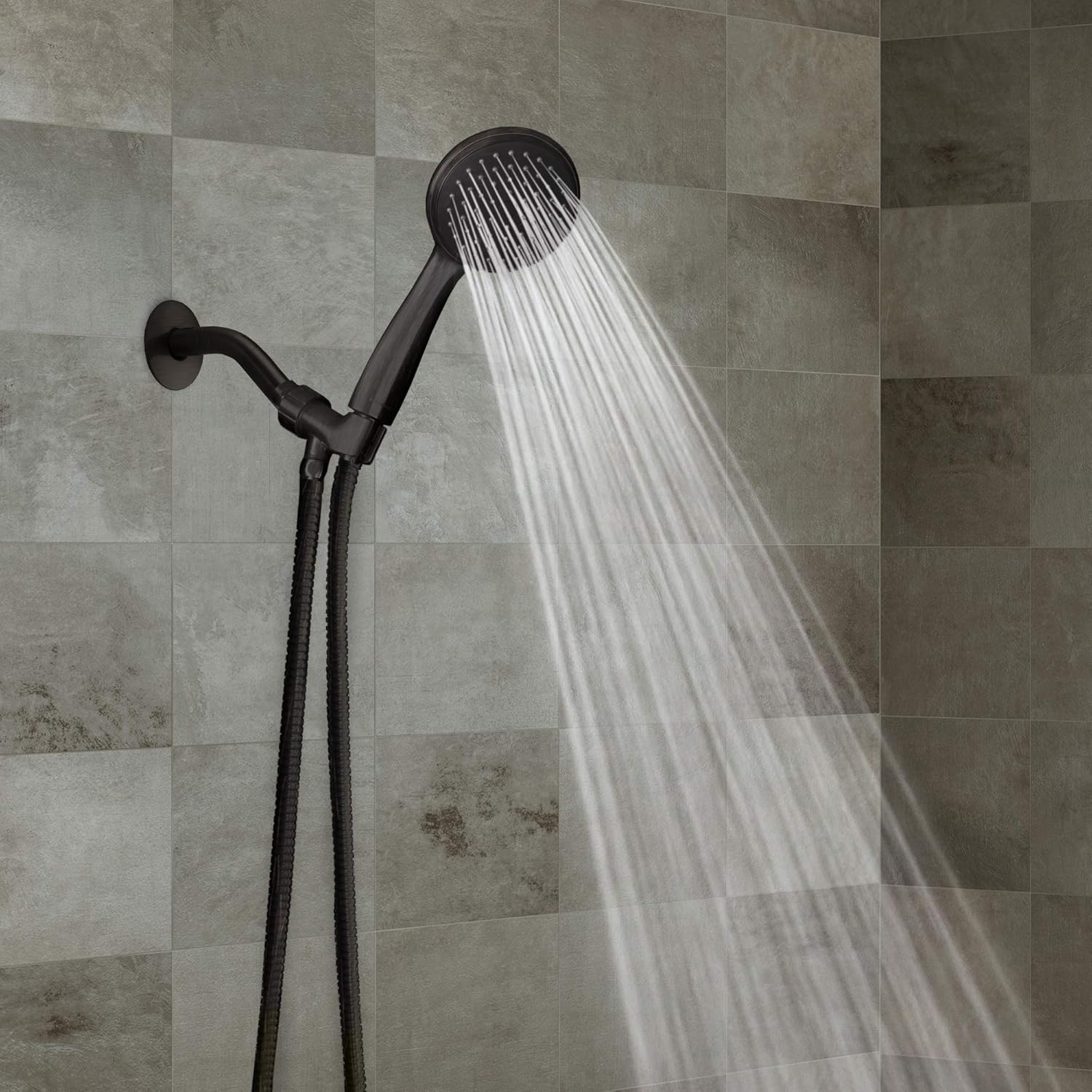 ShowerMaxx, Luxury Spa Series, 4 inch High Pressure Hand Held Shower Head with Long Stainless Steel Hose, MAXX-imize Your Shower with Showerhead in Oil Rubbed Bronze Finish - - 