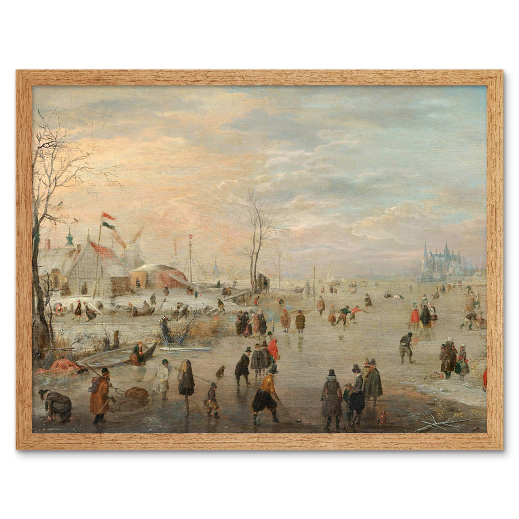 Artery8 Hendrick Avercamp Enjoying The Ice Skating Painting Art Print Framed Poster Wall Decor 12x16 inch