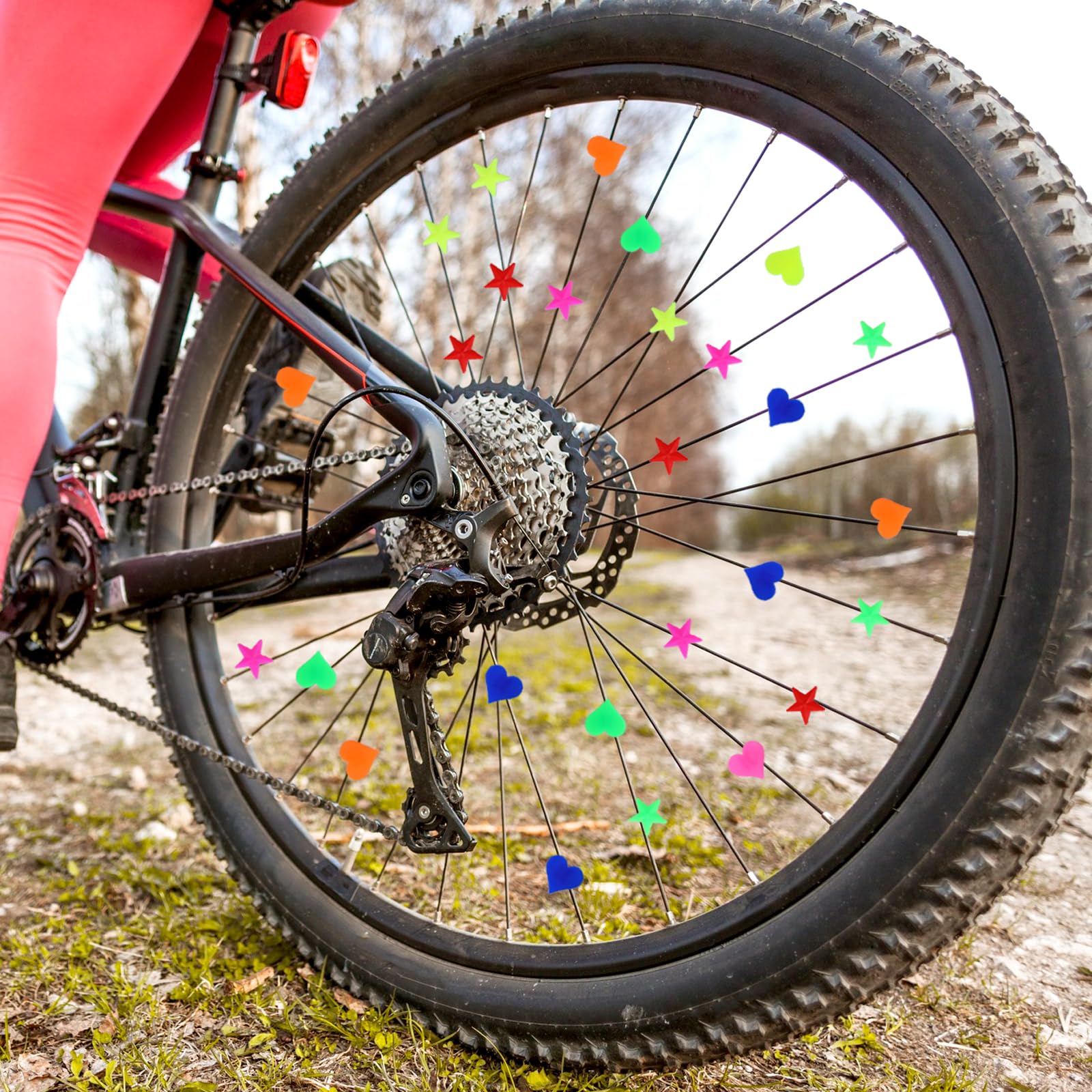 Set 140 Perline Riflettenti Per Raggi Bicicletta Con Clicker – Stelle E Cuori Colorati, Per Bambini E Ragazzi