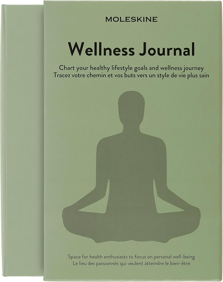 Moleskine Passion Journal, Wellness, Hard Cover, Large (5" x 8.25") Willow Green, 400 Pages | Large 5" x 8.25" 400-page wellness journal, guided habit tracking, goal setting, reflections, and healthy routine planning.