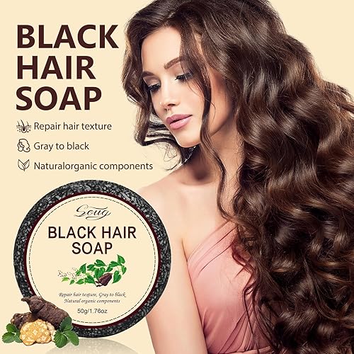 Miniatura 3 de Barra de champú reversible para cabello gris, 2 unidades de jabón negro para limpieza profunda del cuero cabelludo, barra de champú para cabello