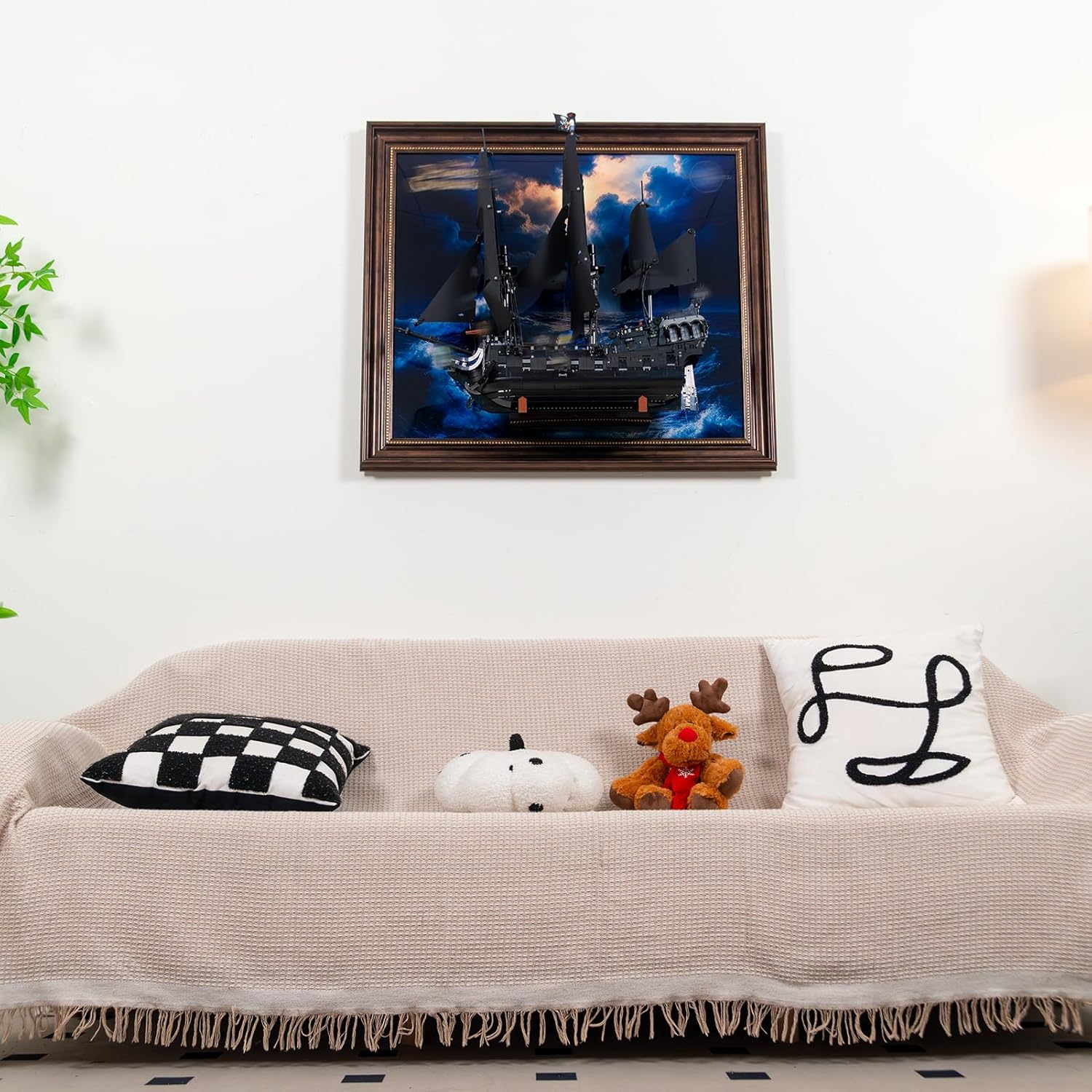 Display Wallboard Compatible with Lego Captain Jack Sparrow's Pirate Ship Black Pearl 10365 - Adult Collectible Wall Mount for Home & Office Décor, Space-Saving Display Accessory (No Ship)