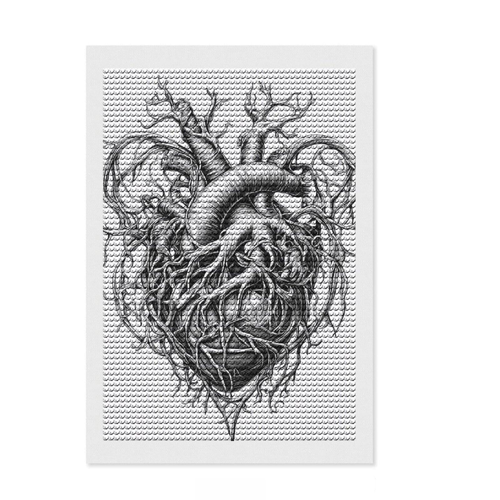 Junmoney Heart Entwined with Roots 5D Diamond Painting Kit 8"x12", for Teens, Living Room Decor, Full Kit Included, Artistic Hobby, Leisure Activity