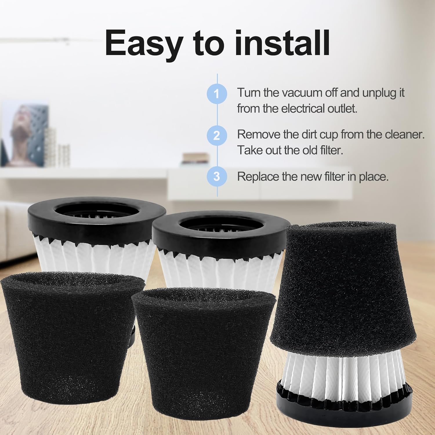 3 Pack Handheld Vacuum Cleaner Filter Compatible with Dirt Devil Scorpion Handheld Vacuum Cleaner Style F117, Compare to Part #AD40117