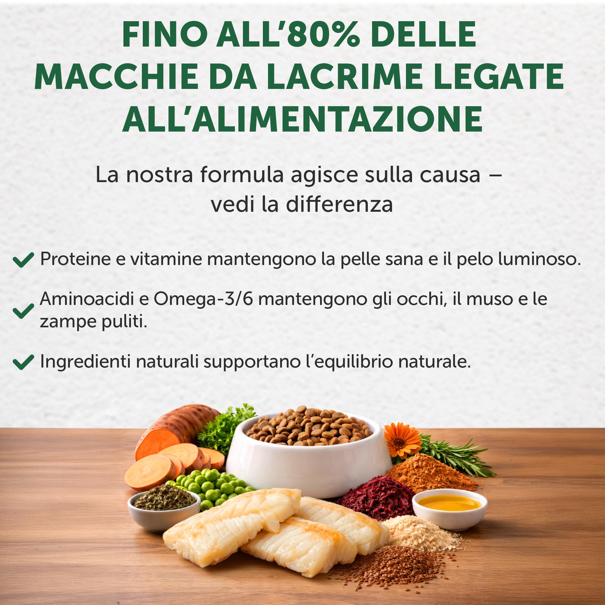 Nature's Protection Superior Care - Cibo Secco Ipoallergenico Senza Cereali per Cani Adulti di Razze Piccole e Mini, Riduce le Macchie di Lacrime, Pesce Bianco, 1,5 kg