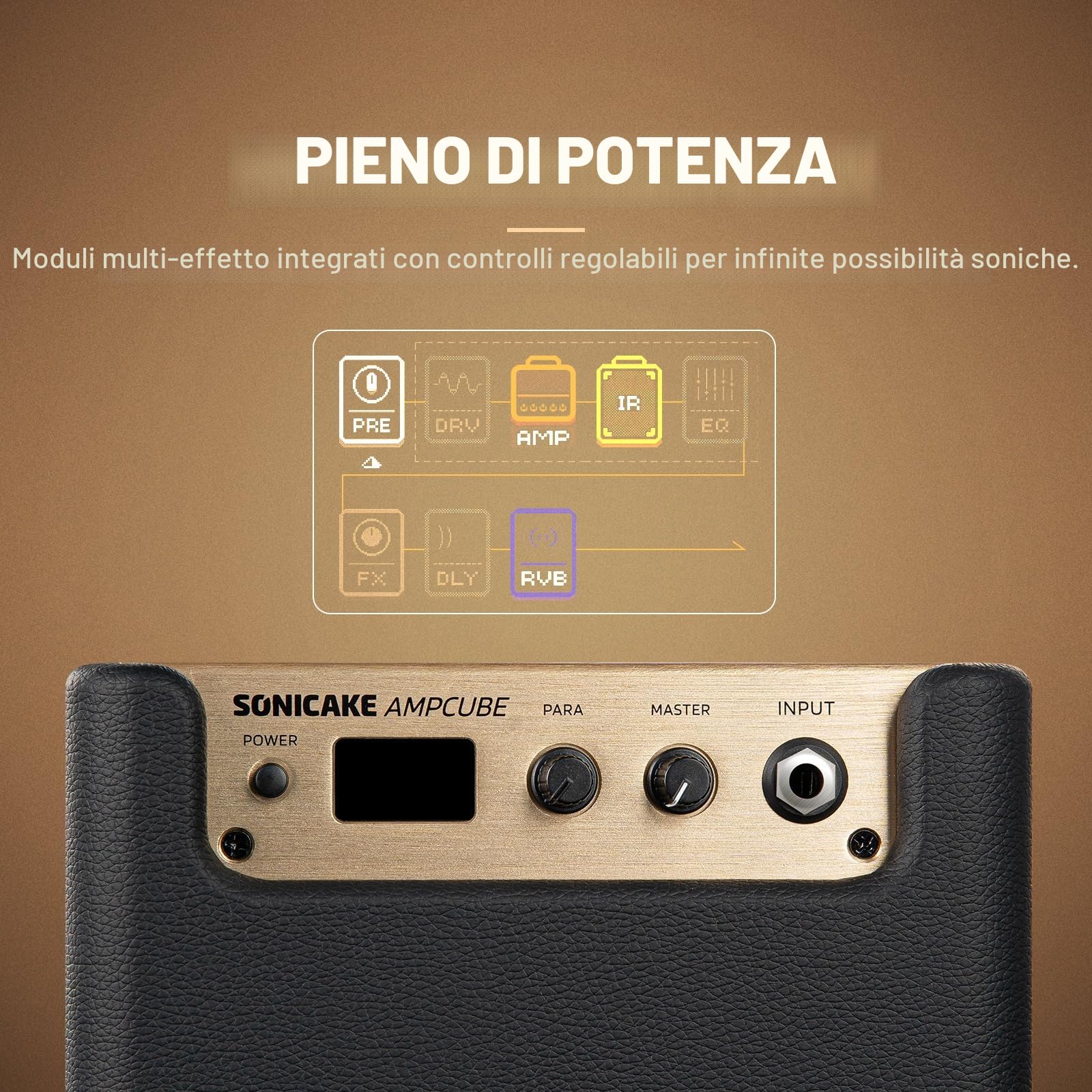 SONICAKE QAM-20 AMPCUBE Amplificatore per chitarra multi-effetto digitale 10W Dual-Mode 100 preset 99 Drummer