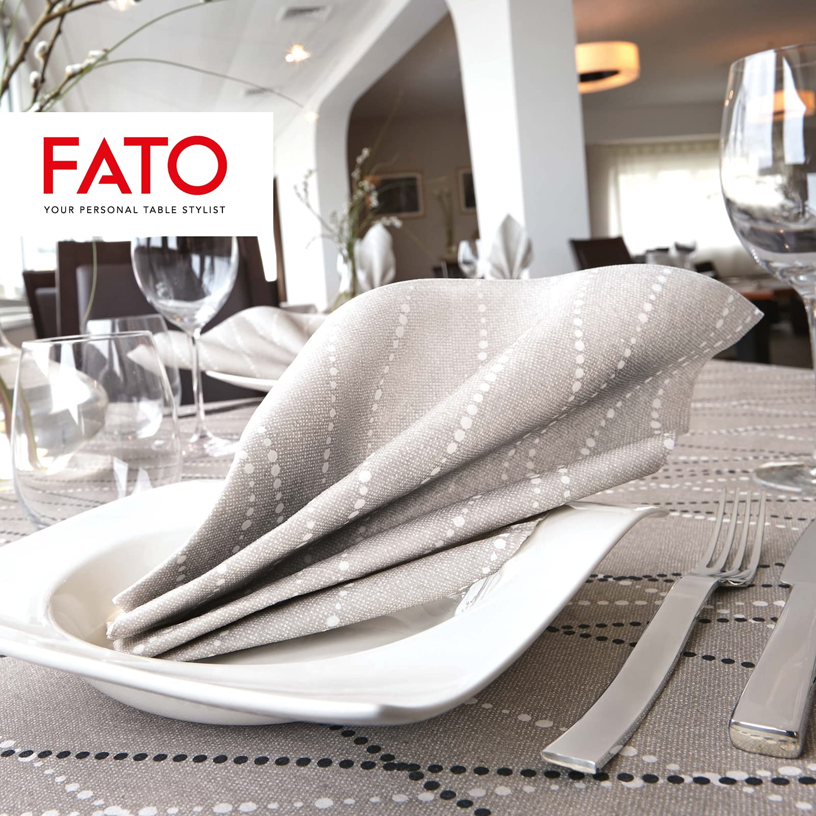 Fato Servetten Van Droogpapier, Airlaid, Stoflook, Verpakking Met 50 Servetten Formaat 40 X Gevouwen Decor Skyline Chocolade 2777242826