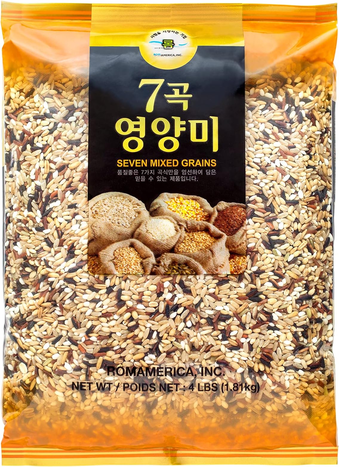 ROM AMERICA 7 Seven Mixed Grains Brown Rice Sweet Rice Whole Barley 4 Pound