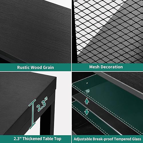 Miniatura 4 de YITAHOME Soporte de televisión LED con tomas de corriente para 7065 pulgadas, moderno soporte de TV industrial, centro de entretenimiento con mesa