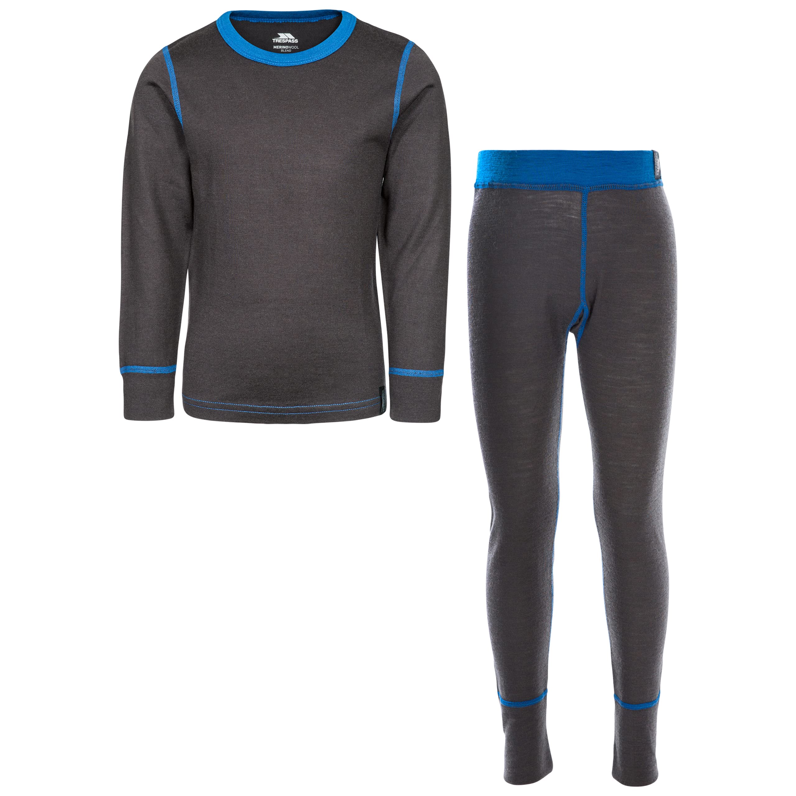 TrespassBamba Kids' Thermal Base Layer Set, Dark Grey Blue, 7/8/2020