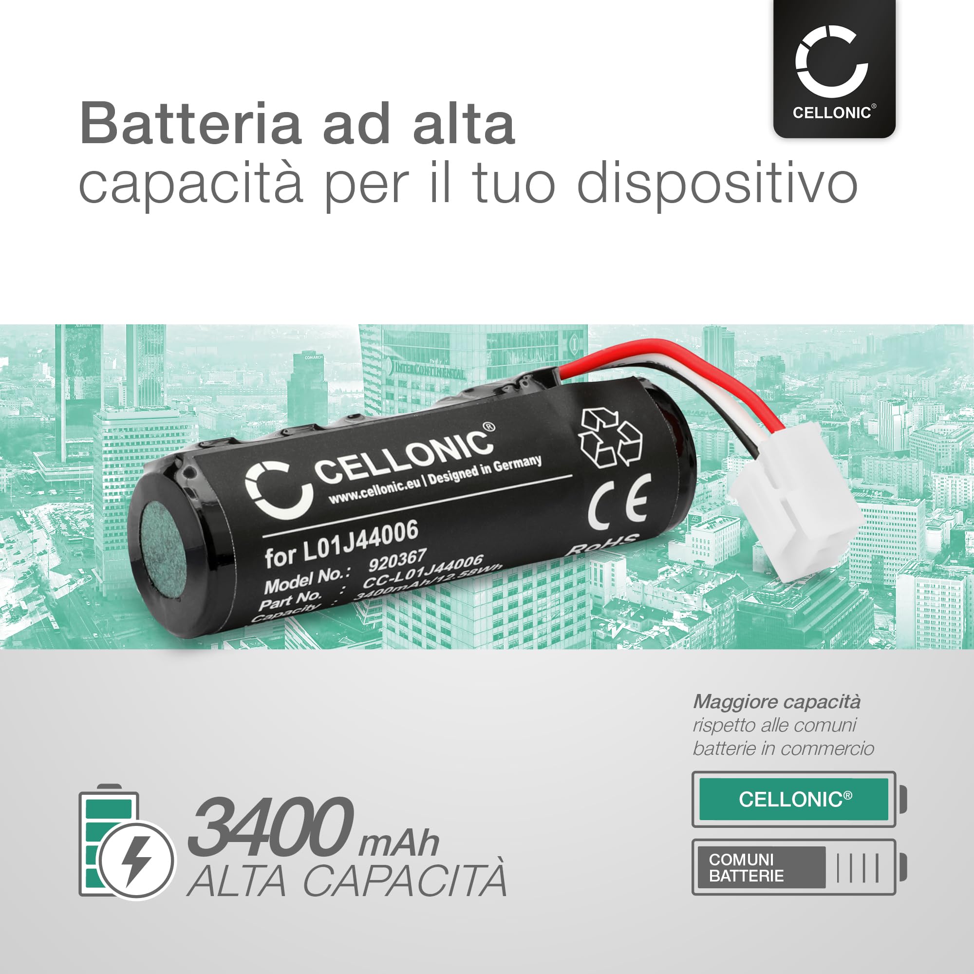 CELLONIC 2x Batteria compatibile con Ingenico Move 3500, 2500 | 2x, (3400mAh-3.7V-Ioni di Litio), Terminale di pagamento / POS Batteria per Ingenico Move 3500, 2500, 295006044, IWL251 NFC
