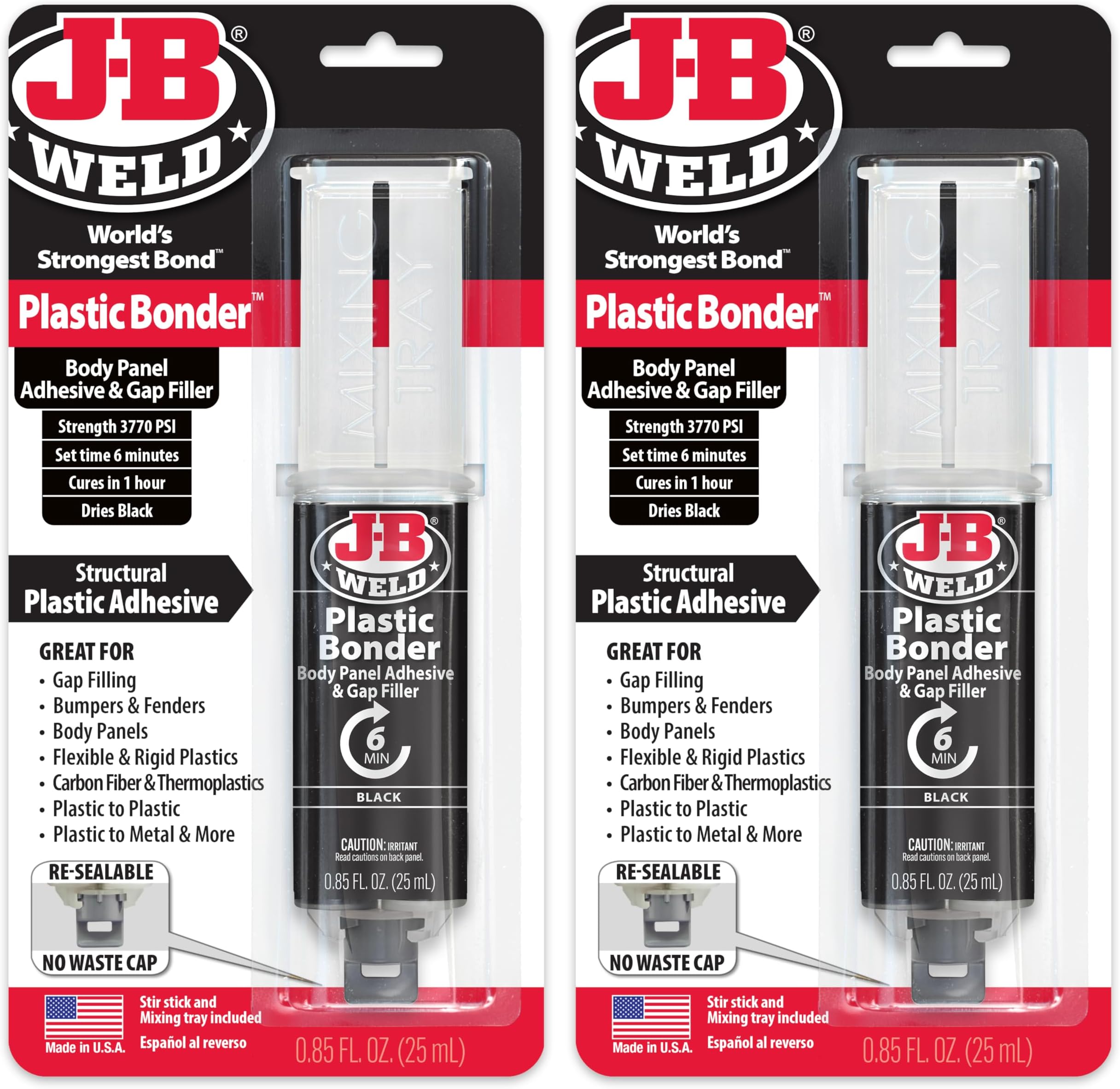 Plastic Bonder Black 25ml Syringe - 2 Pack (50139-2), 25 ml - 2 Pack