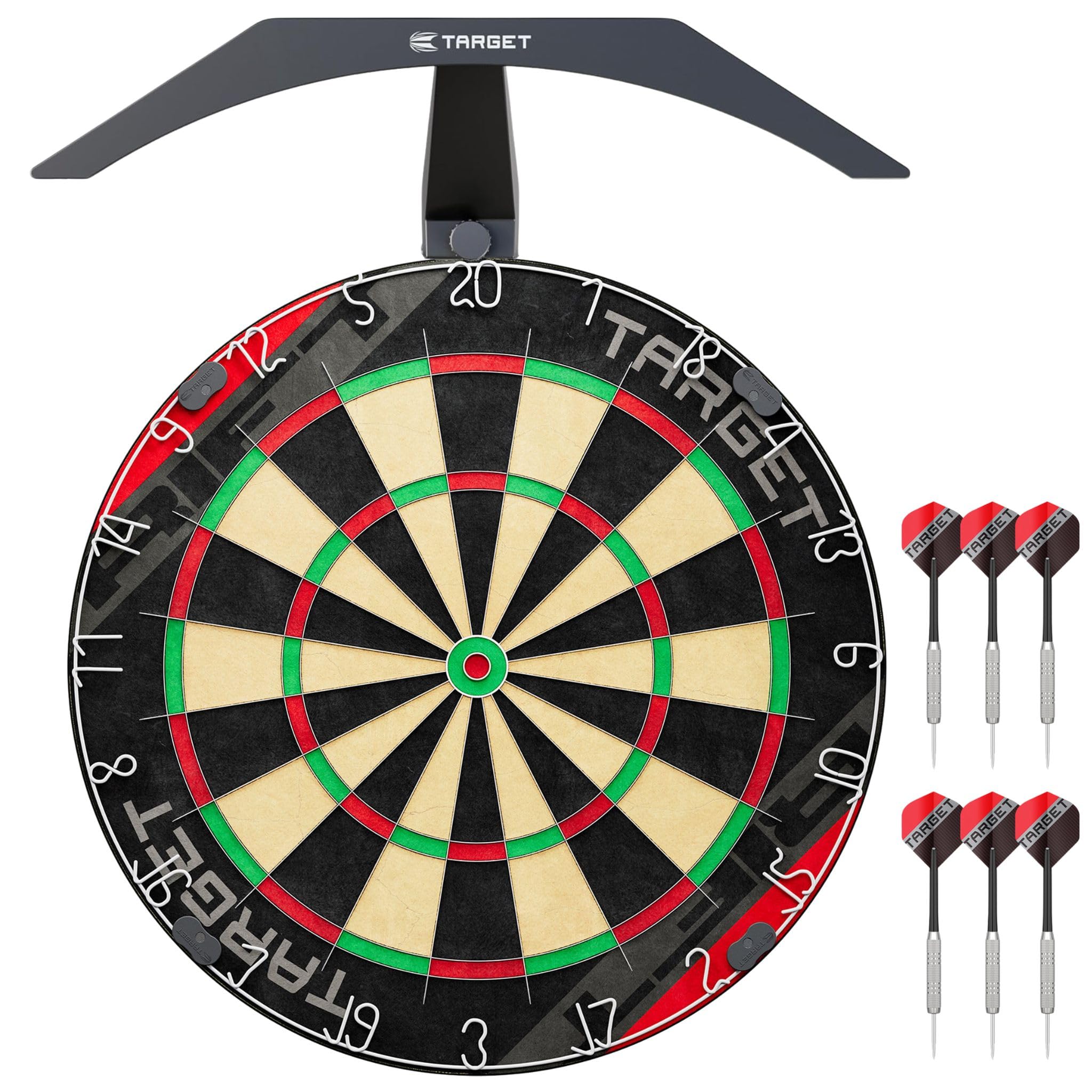 Target Darts Rift Dartboard and LED Light | Steel Tip Dart Board with Bright Dartboard Lighting | Staple-free Wire | Includes Two Sets of 17G Darts | Easy Assembly Complete Starter Set