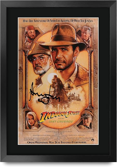 HWC Trading A3 FR Indiana Jones And The Last Crusade Movie Poster Harrison Ford Signed Gift FRAMED A3 Printed Autograph Film Gifts Print Photo Picture Display