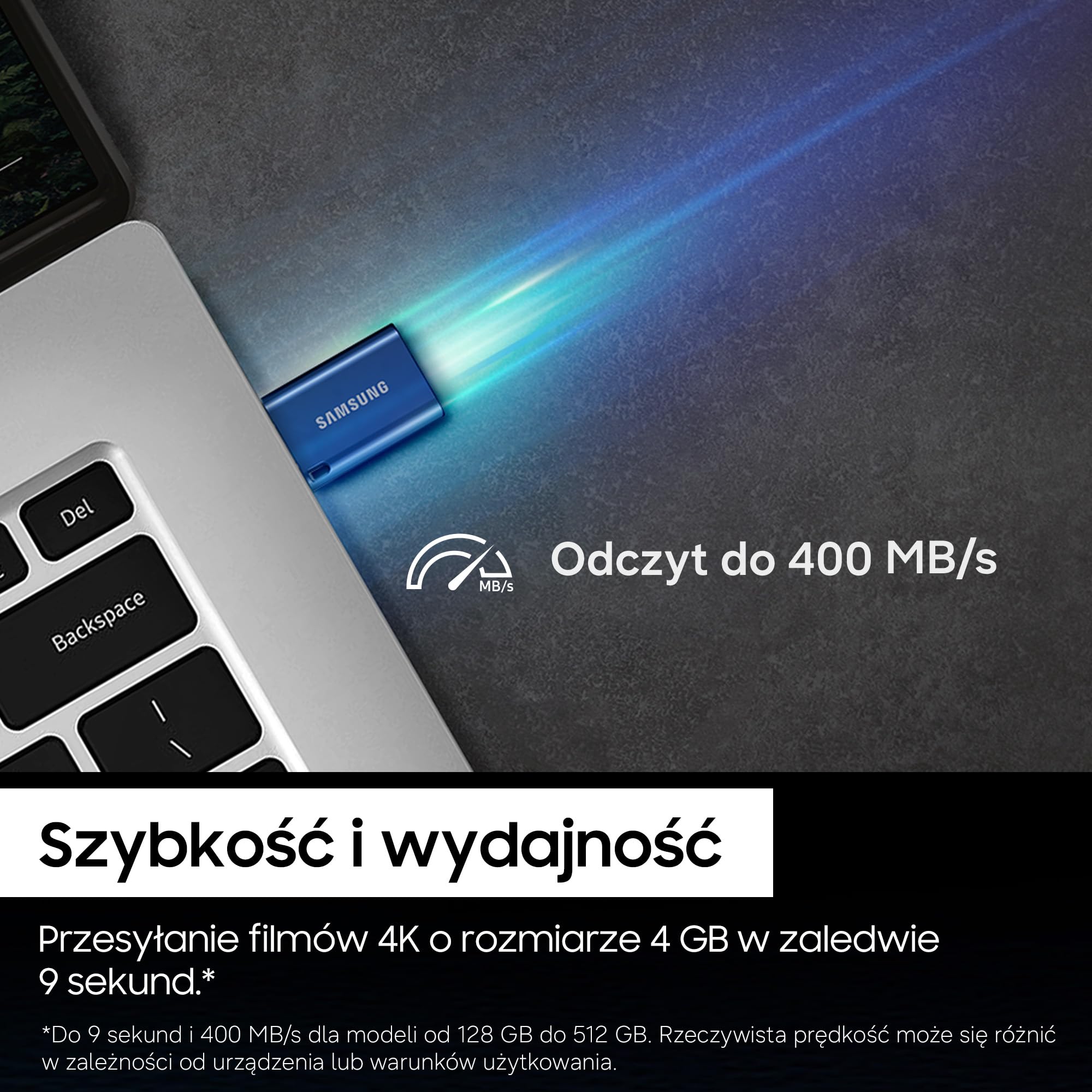 Pendrive Samsung, USB-C, 512 GB, prędkość odczytu 400 MB/s, prędkość zapisu 110 MB/s, pamięć flash USB 3.2 Gen1 do notebooków, tabletów i smartfonów, tytanowy szary, MUF-512DA4/APC