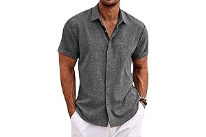 Untucked Men's Linen Short Sleeve Casual Button Down Shirts