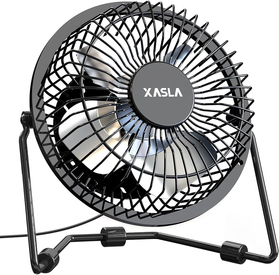 xasla 4 Inch Small USB Desk Fan, Mini Quiet Fan with Metal Construction