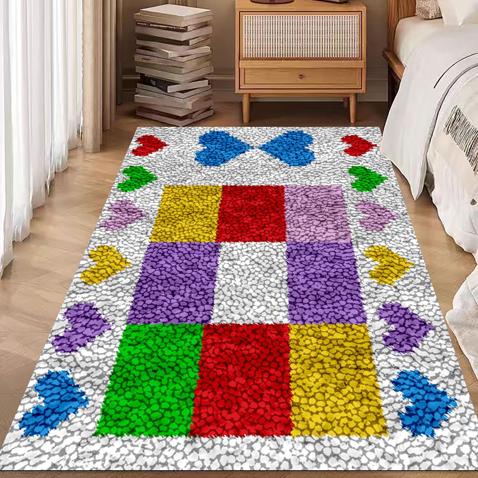 Laegnfho Latch Hook Kits for Adults Latch Hook Rug Kits Latch Hook Kit for Beginners Adults Handmade Home Decoration Rug Making Kits for Adults Latch Hook Mats Latch Hook Cushion Kits 55 x 75 cm