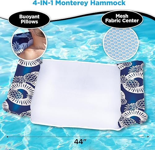 Miniatura 4 de Waterlife - Hamaca de piscina 4 en 1, 2-3-4 paquetes, flotador inflable para silla de piscina, hamaca de agua (silla, silla de descanso, hamaca,