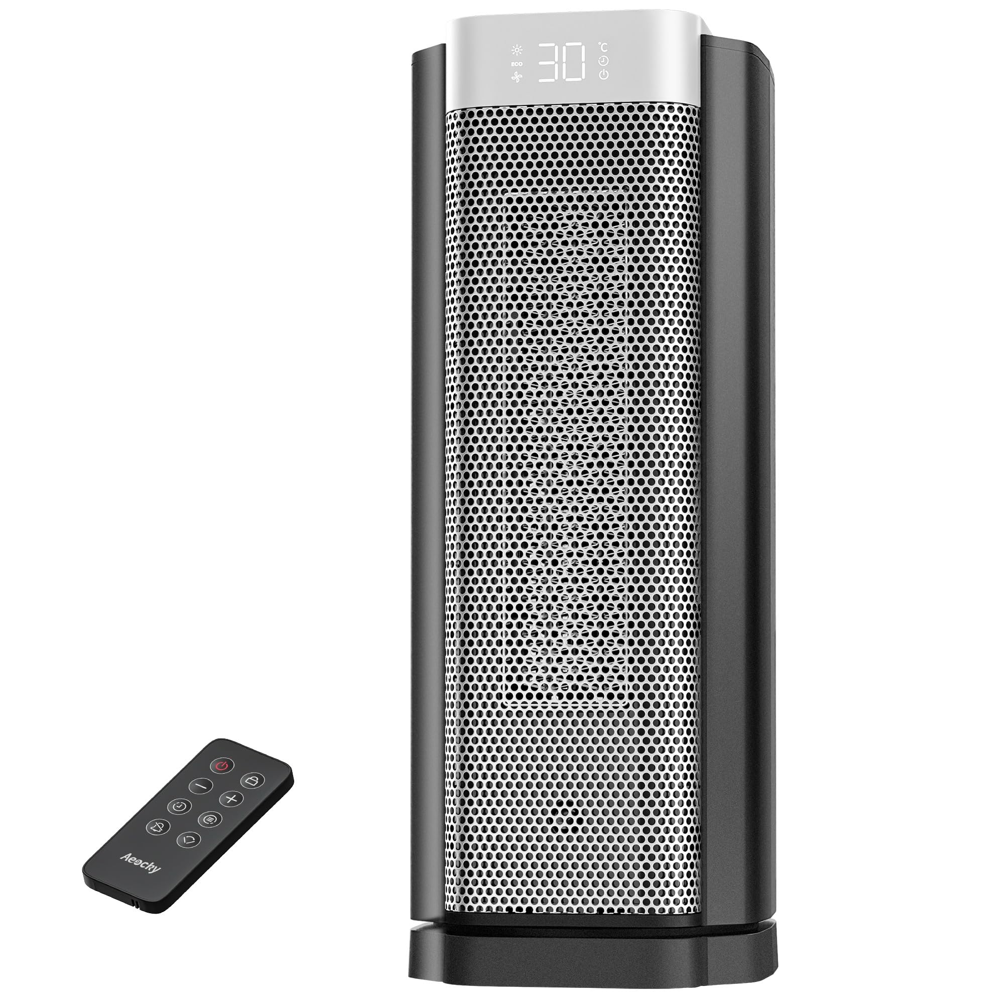 AEOCKY Calefactor de 3.ª generación con termostato IA, calefactor eléctrico PTC de 1800 W para interiores con control remoto, oscilación de 70°, dormitorio, habitación y hogar