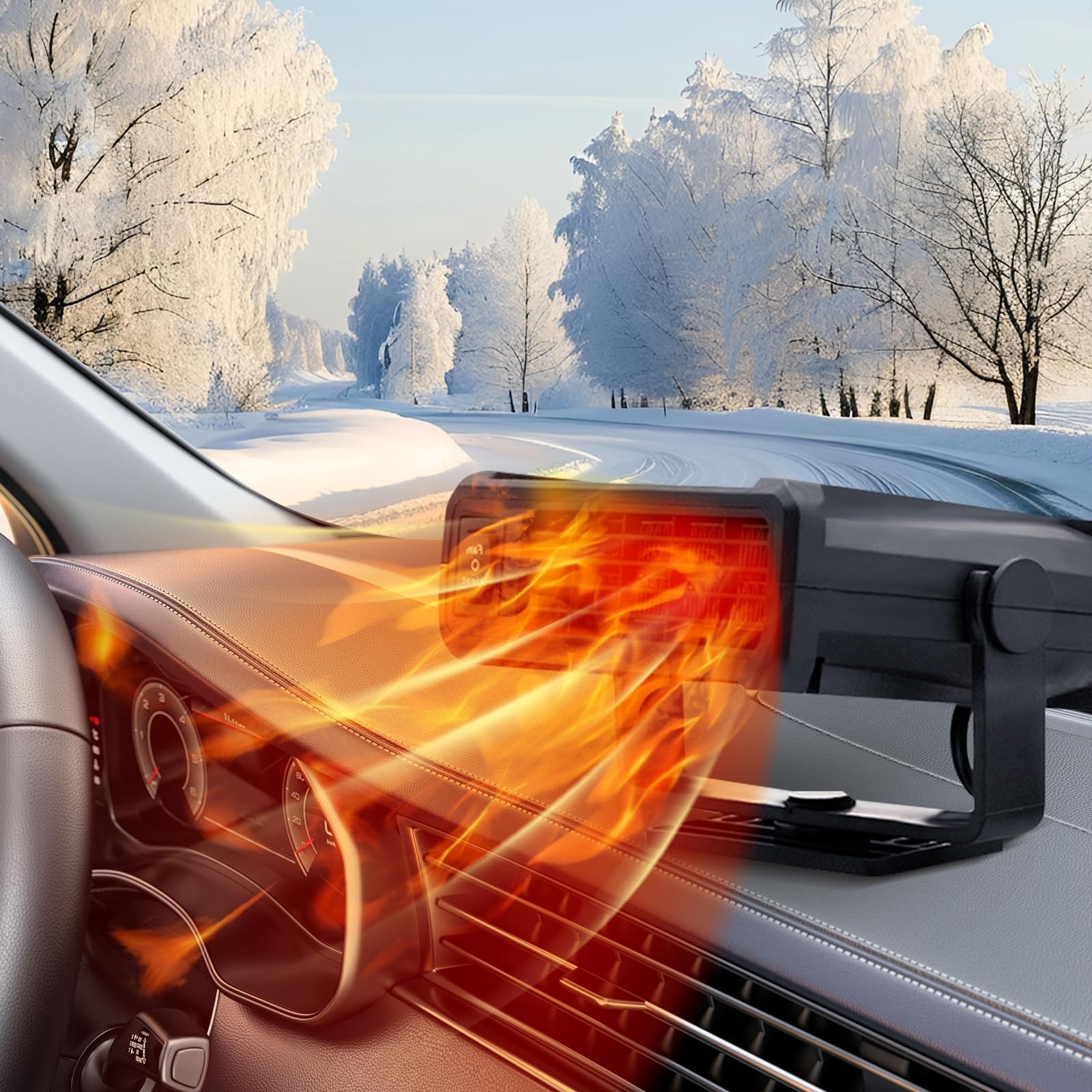 Chauffage de Voiture, Chauffage de Voiture Portable 12V, Chauffage Rapide au Bois avec Allume-Cigare, Chauffage de Voiture pour l'hiver, désembueur pour Pare-Brise de Voiture, adapté à la Voiture