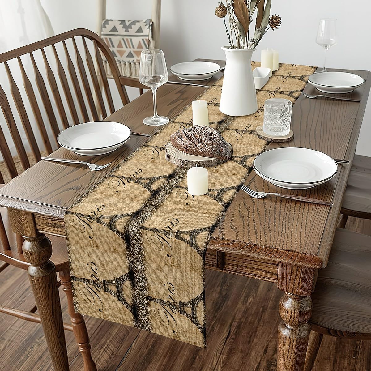 Feelyou Eiffel Tower Table Runner Paris for Dinning Kitchen Party Holidays Home Decor Romantic Table Runners for Table Dresser Runner Modern French Style (13"x 120") Trip Design Seasonal Summer