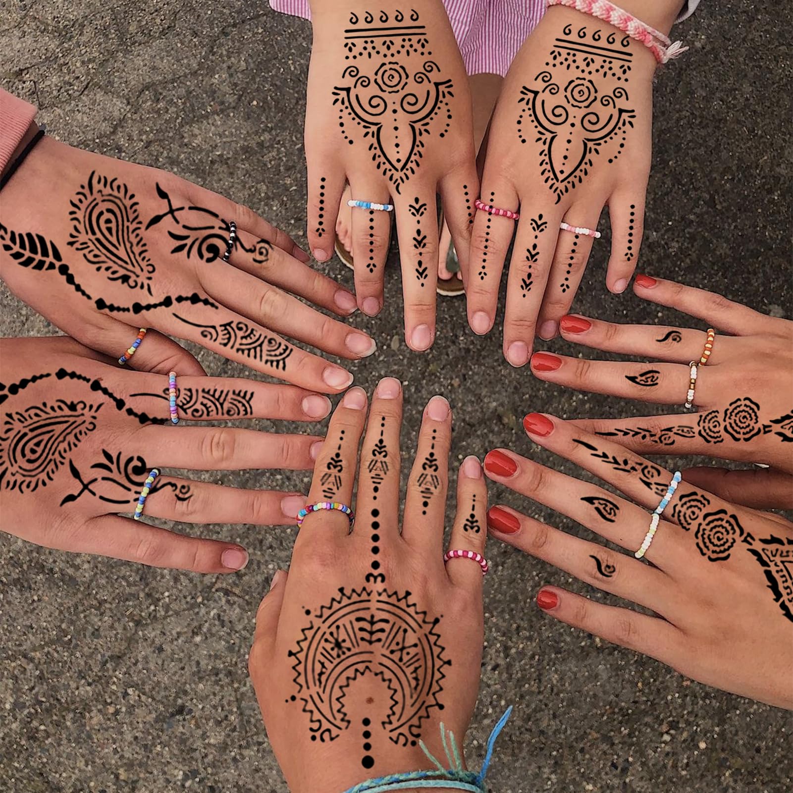 8 Blätter Henna Aufkleber Mond Fer Henna Schablone Aufkleber Für