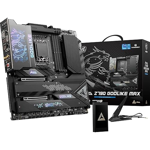 MSI MEG Z790 GODLIKE MAX Gaming Motherboard (Supports 12th/13th/14th Gen Intel Processors, LGA 1700, DDR5, PCIe 5.0, M.2, 10Gbps LAN, USB 3.2 Gen2, Wi-Fi 7, Bluetooth 5.4, Thunderbolt, E-ATX)