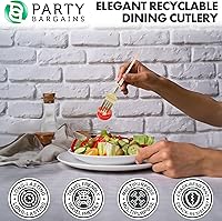 Vista 233 de Party Bargains Disposable Plastic Black Gold Cutlery Set, Infinity Modern Design Utensils, 40 Pack: 16 Forks, 8 Knives, 16 Spoons