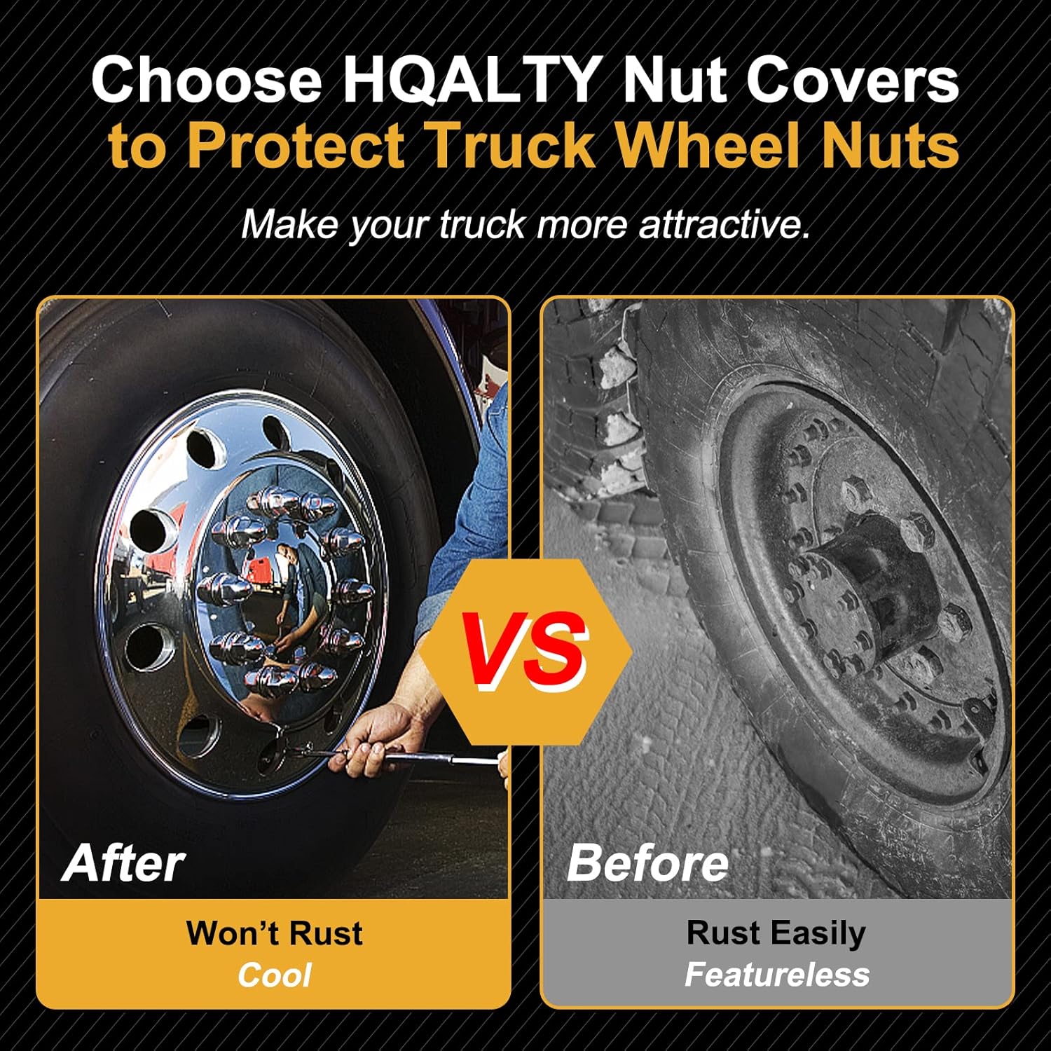 60Pcs Lug Nut Covers 33mm Bullet Flanged ABS Chrome Plastic Anti-Rust Push-on Nut Covers for Semi Trucks