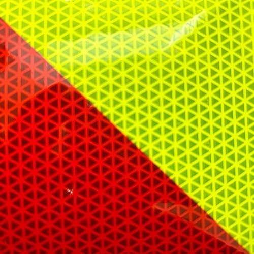 Miniatura 3 de Cinta Chevron V98 - Cinta reflectante de rayas rojas y amarillo lima, 6 pulgadas x 20 pies, cinta reflectante inclinada a la izquierda, alta cinta